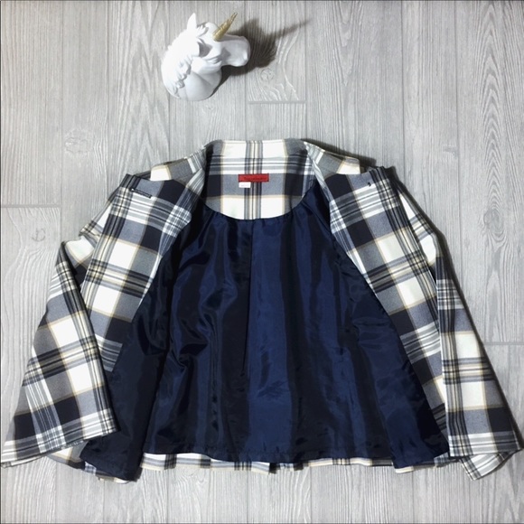 Anthropologie Jackets & Blazers - 🦄 Anthropologie Tapemeasure Navy Plaid Jacket~ 10